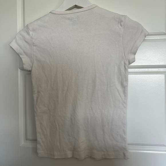 Brandy Melville White Short Sleeve Tee with Black Graphic - Picture 2 of 2